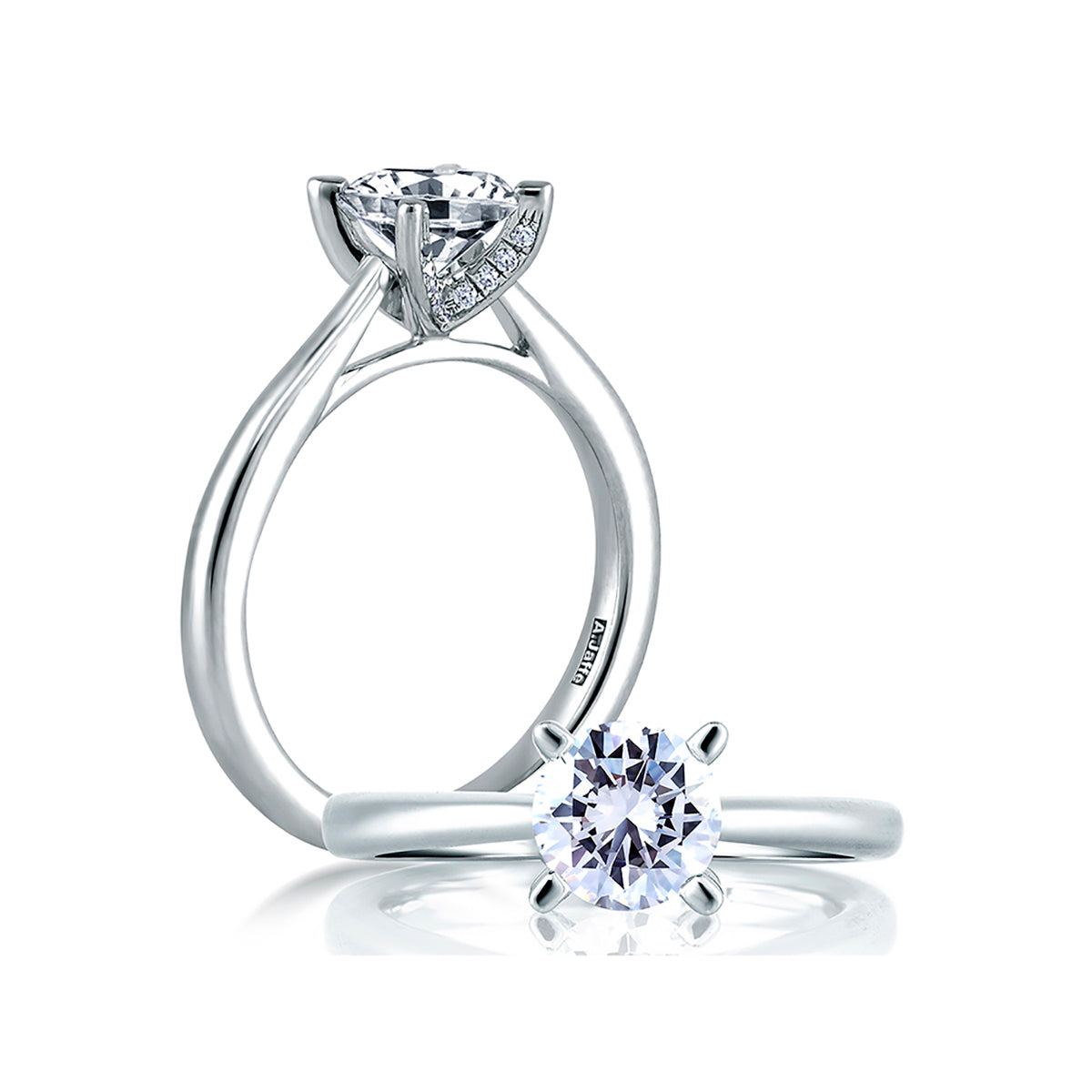 A.Jaffe Pavé Diamond Accented Prong Solitaire Engagement Ring ME1585/105