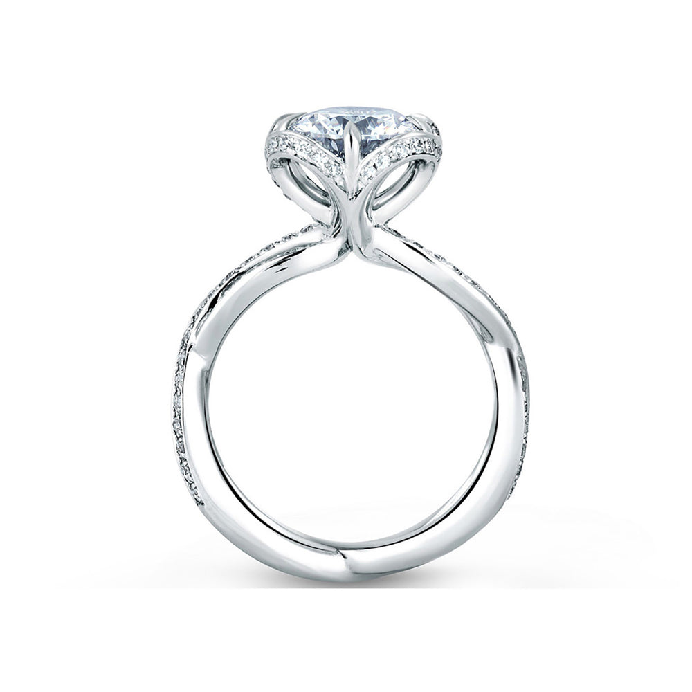 A.Jaffe Floral Inspired Top Twisted Shank Diamond Engagement Ring ME1623/149