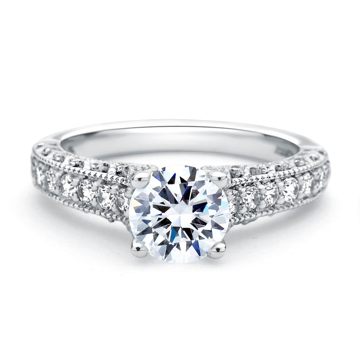 A.Jaffe Classic Milgrain with Intricate Diamond Gallery Accent Engagement Ring ME1664/137