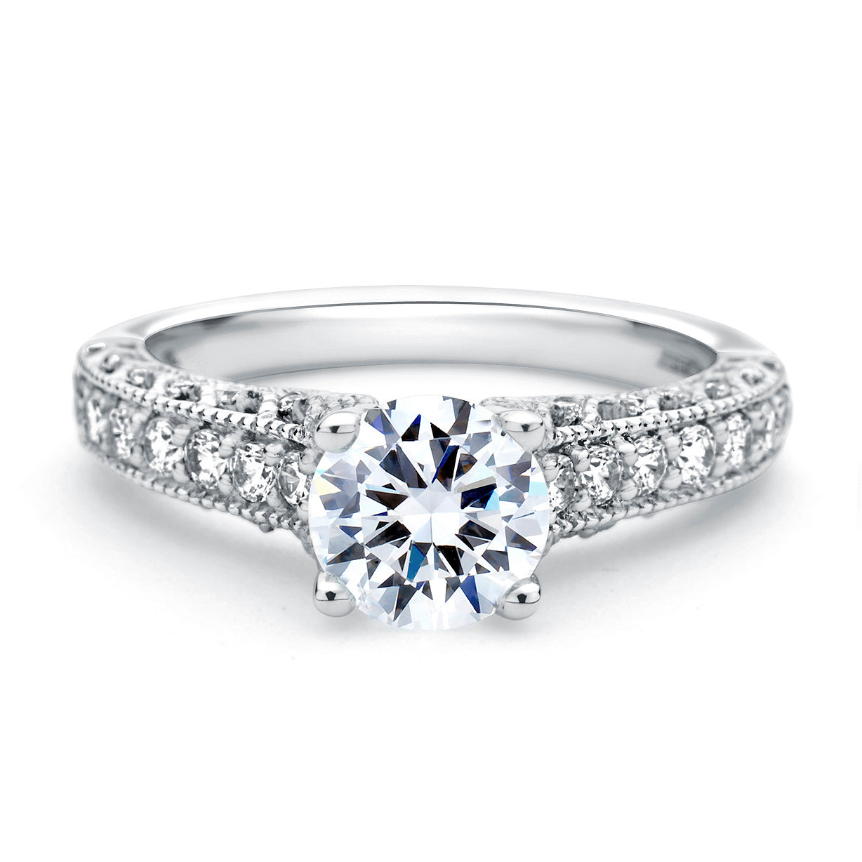 A.Jaffe Classic Milgrain with Intricate Diamond Gallery Accent Engagement Ring ME1664/137