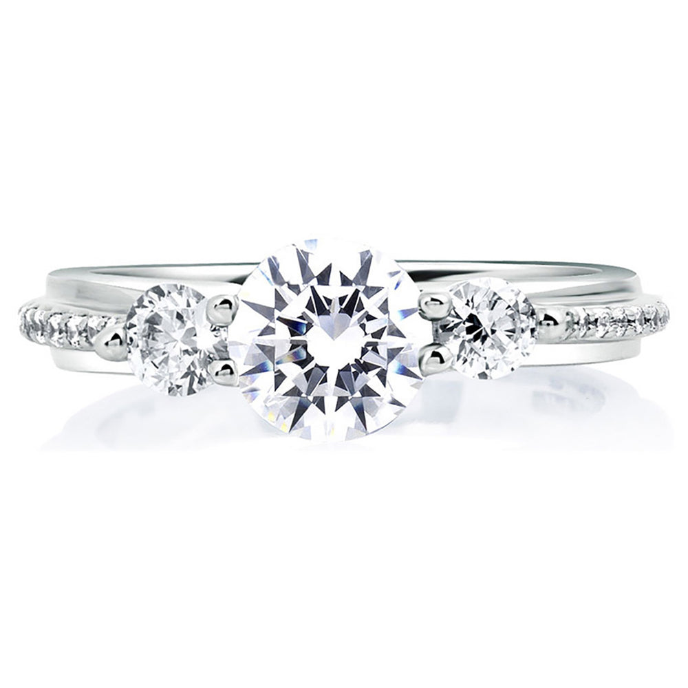A.Jaffe Exquisite Three Stone Micro Pavé Diamond Engagement Ring ME1666/140