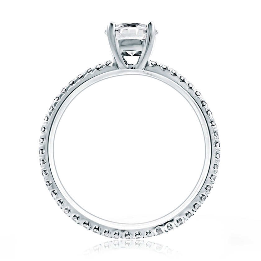 A.Jaffe Classic Round Center Micro Pave Eternity Diamond Engagement Ring ME1750/100