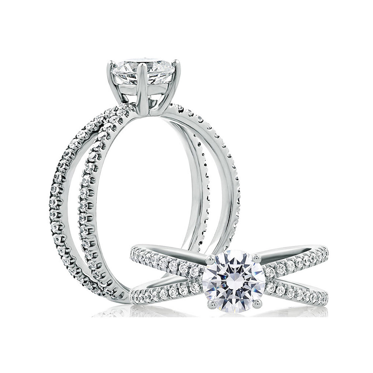 A.Jaffe Delicate Split Shank with Round Center Diamond Engagement Ring ME1751/117