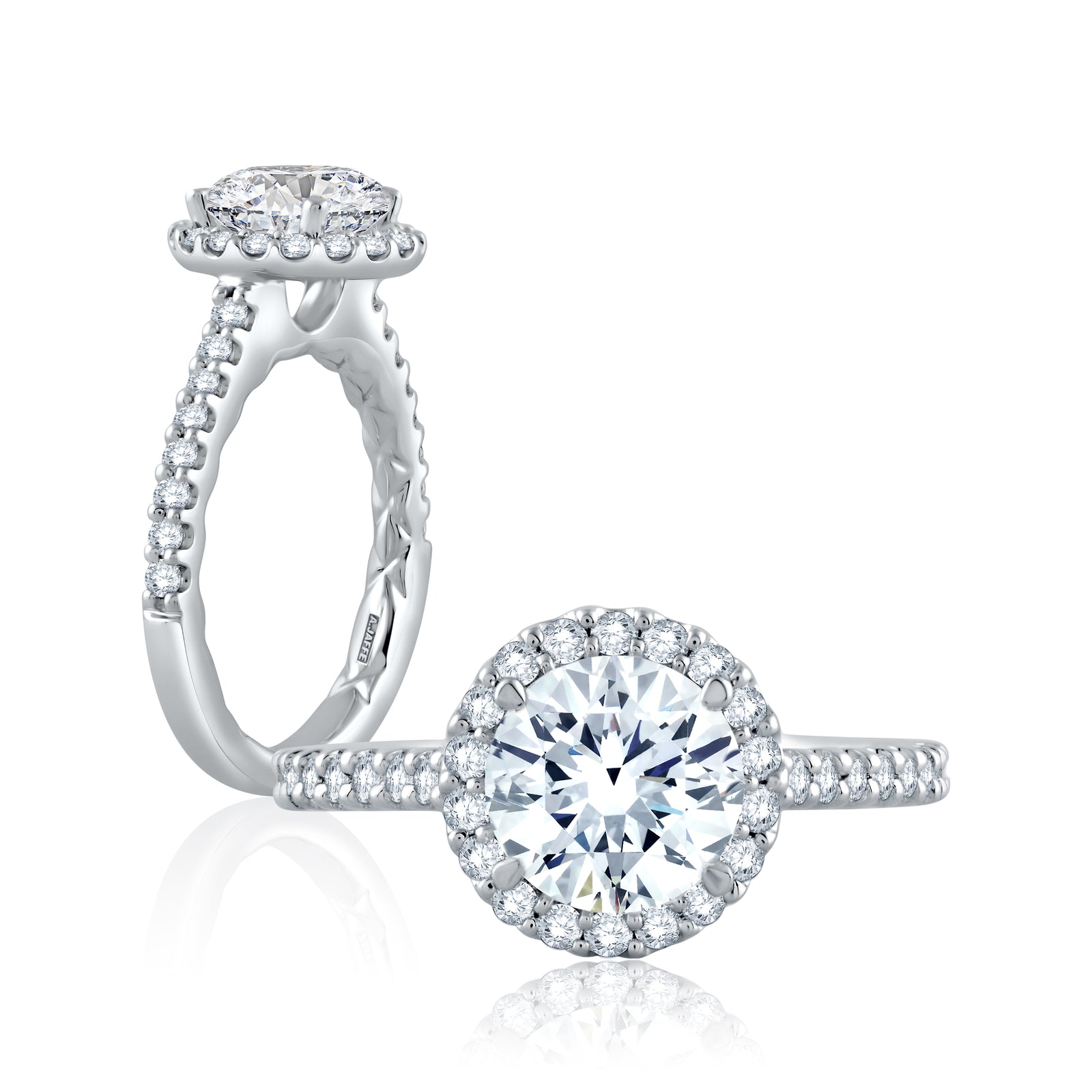 A.Jaffe Round Halo Diamond Quilted Engagement Ring ME1837Q/145