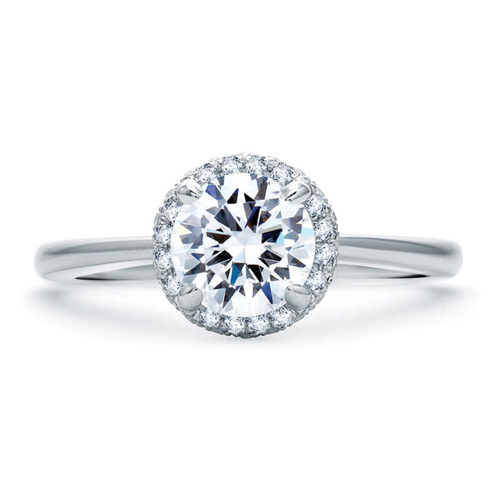 A.Jaffe Pavé Rollover Round Diamond Halo with Quilted Interior Engagement Ring ME1843Q/93