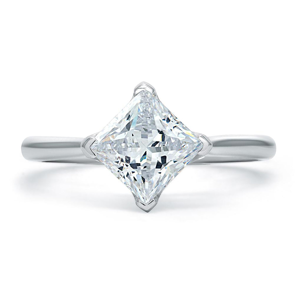 7.5 Ctw Solitaire Princess-Cut Engagement Ring In 18K Gold