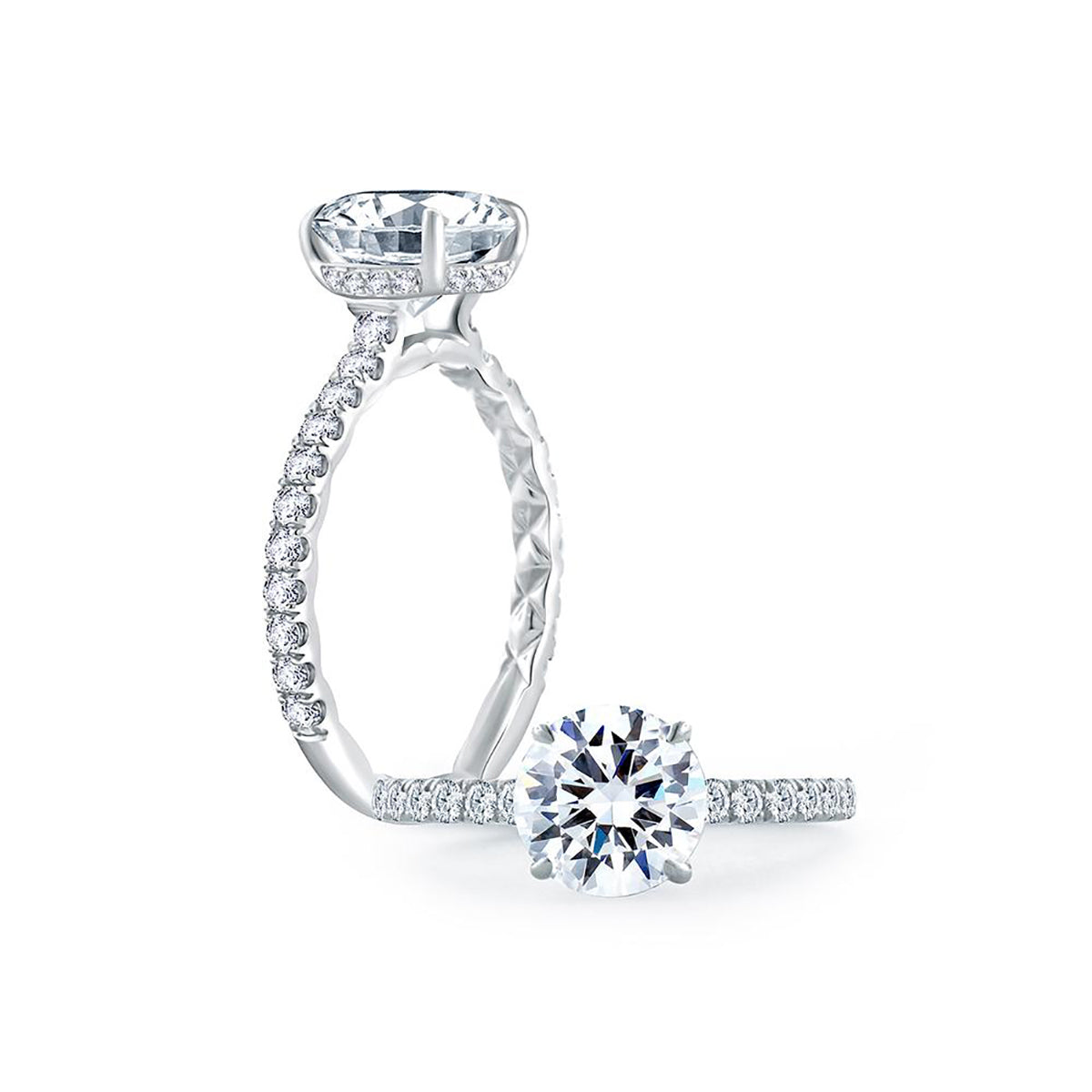 A.Jaffe Hidden Halo Round Diamond Quilted Engagement Ring ME1865Q 143 Cirelli Jewelers