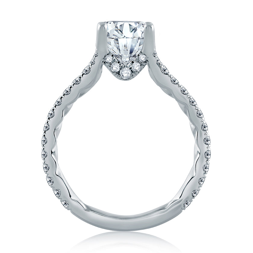 A.Jaffe Delicate Floating Gallery Round Diamond Quilted Engagement Ring ME2003QB/141