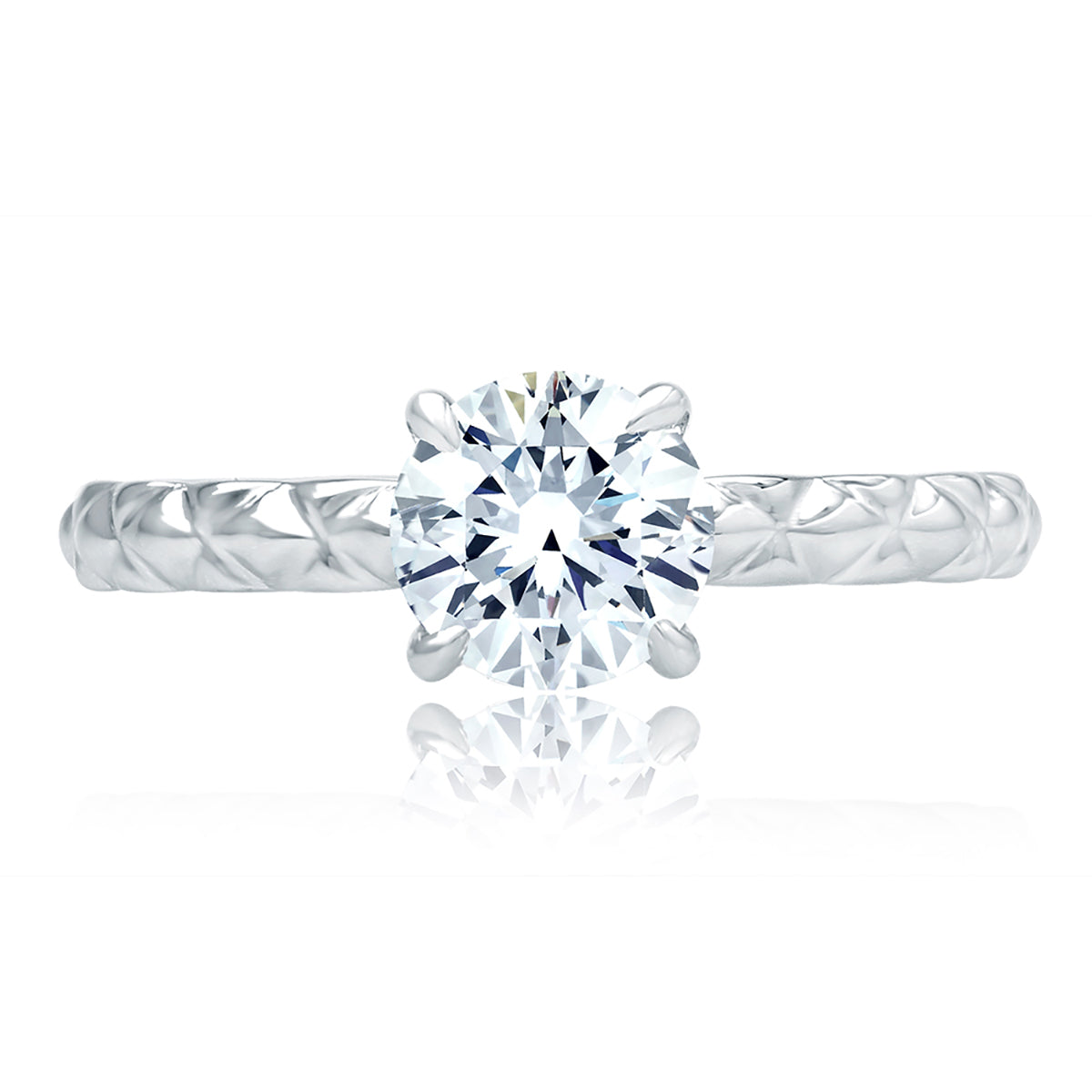 A.Jaffe Quilted Shank &amp; Hidden Halo Solitaire Diamond Engagement Ring ME2058/106
