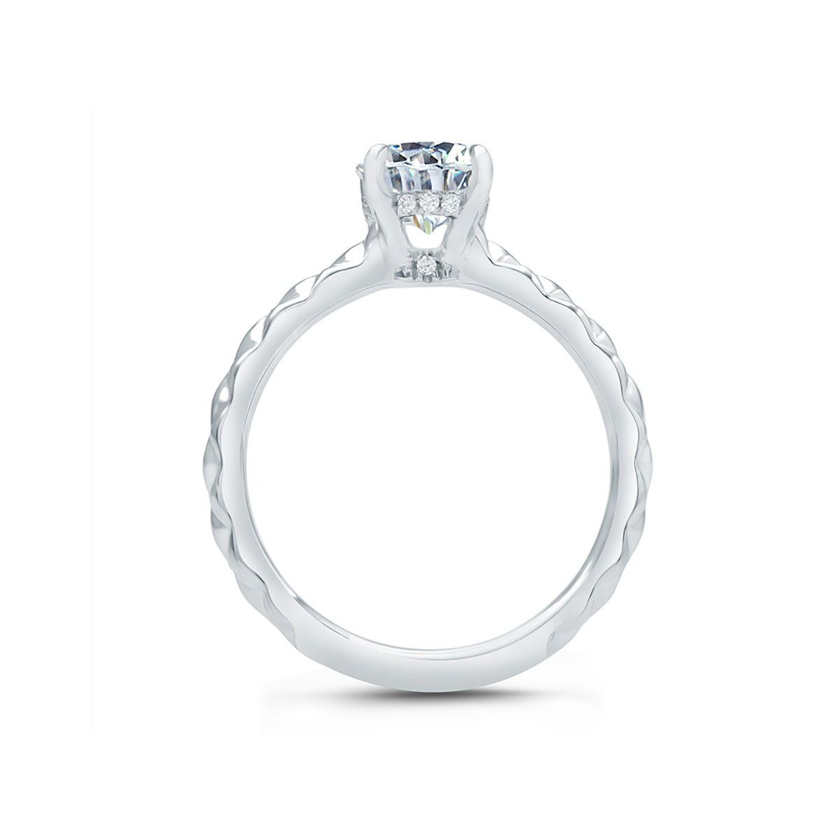 A.Jaffe Quilted Shank &amp; Hidden Halo Solitaire Diamond Engagement Ring ME2058/106