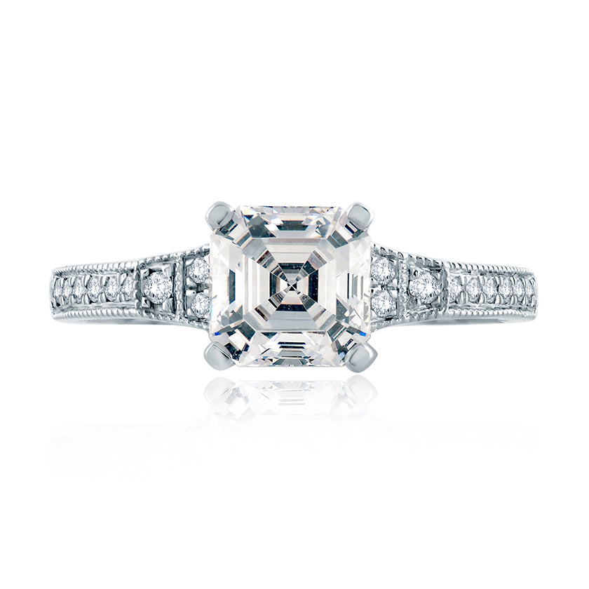 A.Jaffe Deco Inspired Asscher Diamond Quilted Engagement Ring ME2105Q/163