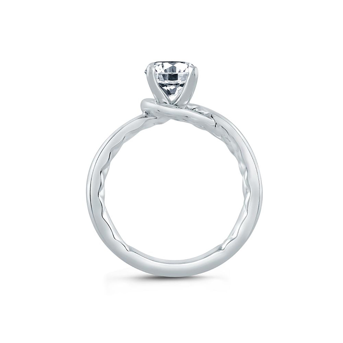 A.Jaffe Asymmetrical Knot Round Center Solitaire Diamond Quilted Engagement Ring ME2131Q/100