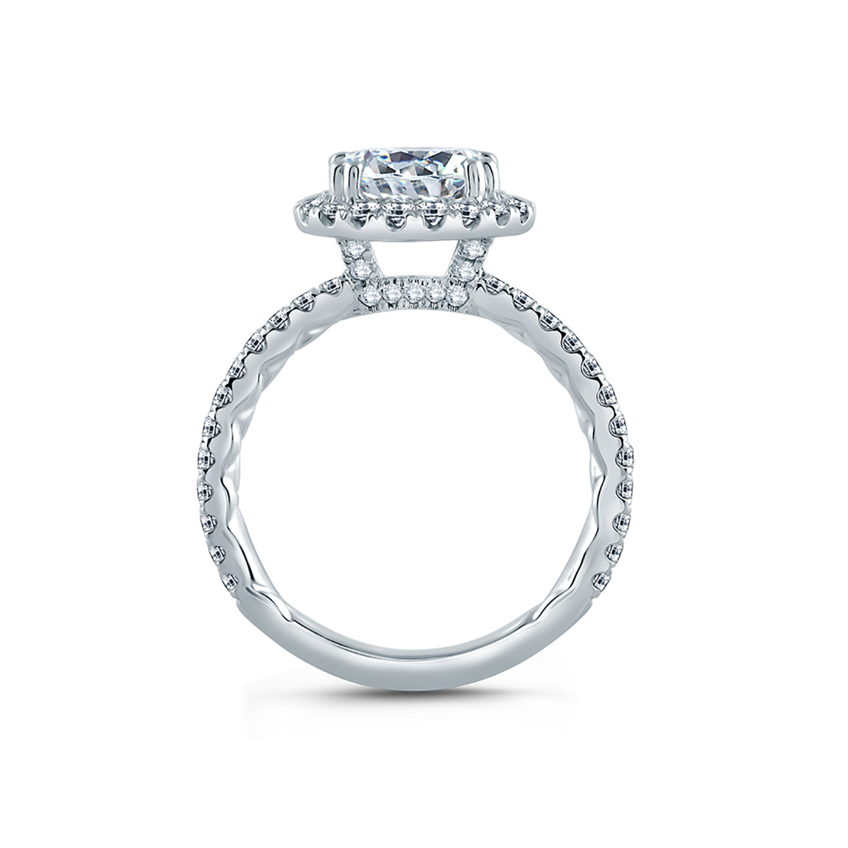 A.Jaffe East/West Oval Halo Modern Classic Diamond Quilted Engagement Ring ME2135Q/207