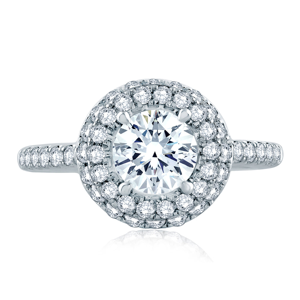 A.Jaffe Tiered Double Pave Round Halo Diamond Engagement Ring ME2151/166