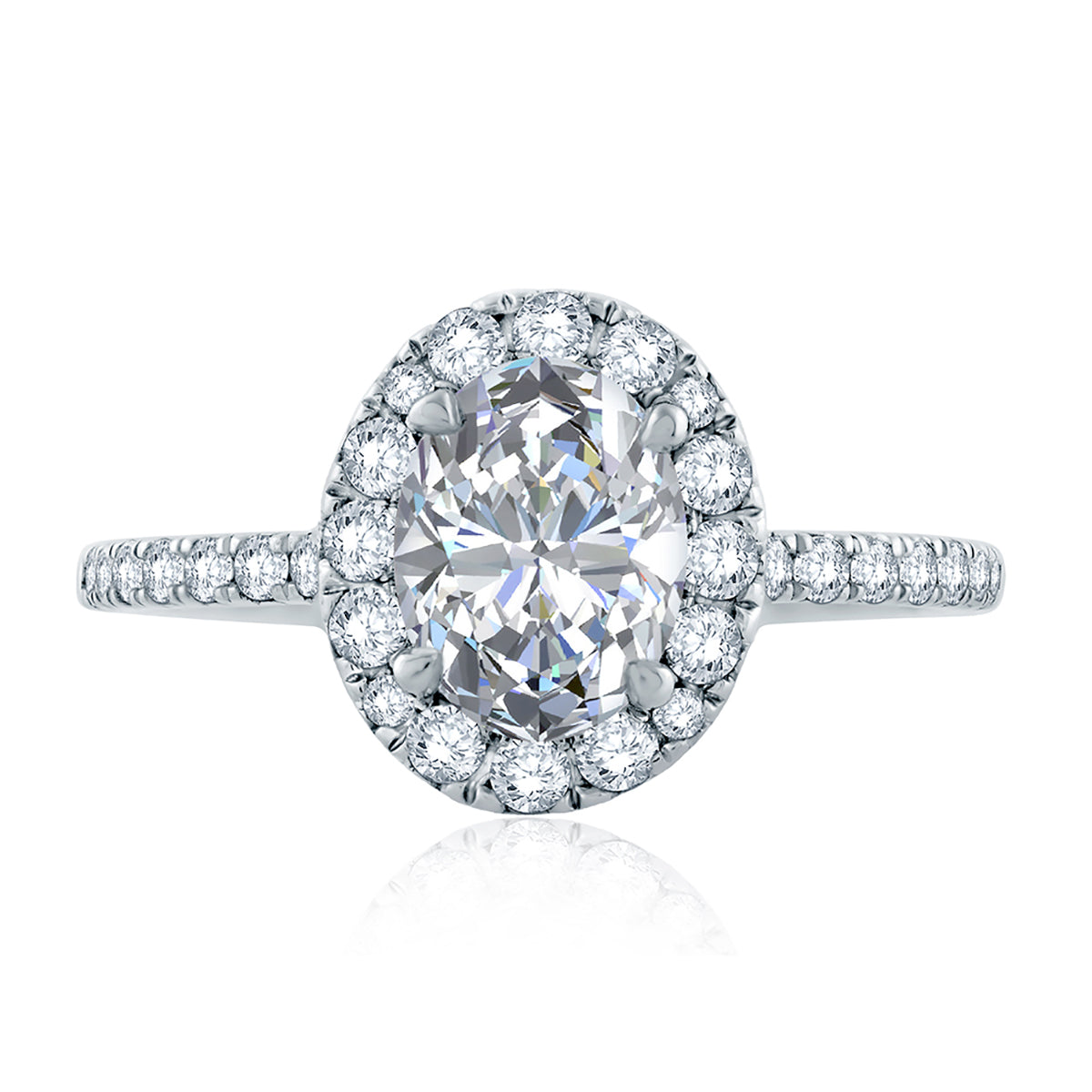 A.Jaffe Oval Halo with Belted Gallery Detail Quilted Diamond Engagement Ring ME2168Q/205