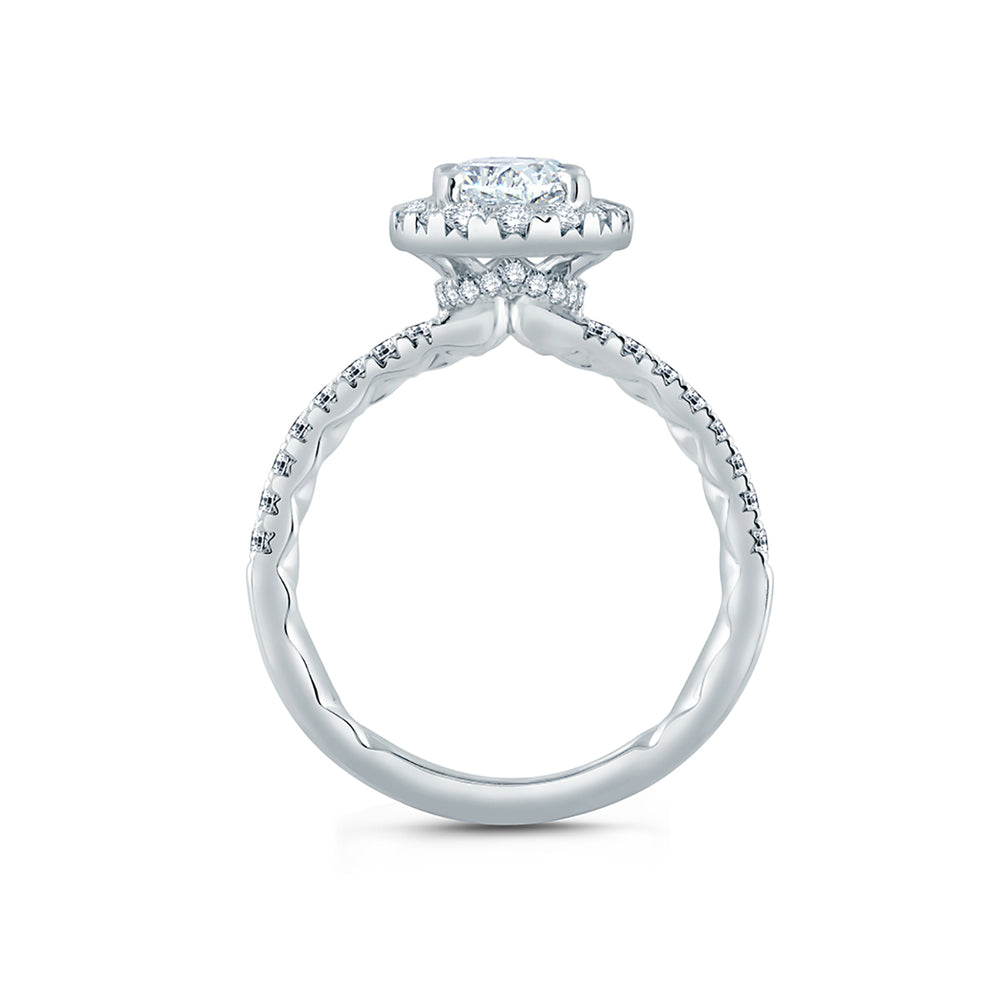 A.Jaffe Oval Halo with Belted Gallery Detail Quilted Diamond Engagement Ring ME2168Q/205