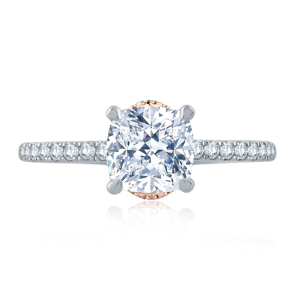 A.Jaffe Cushion Center with Diamond Belted Gallery Detail Quilted Engagement Ring ME2171Q/179