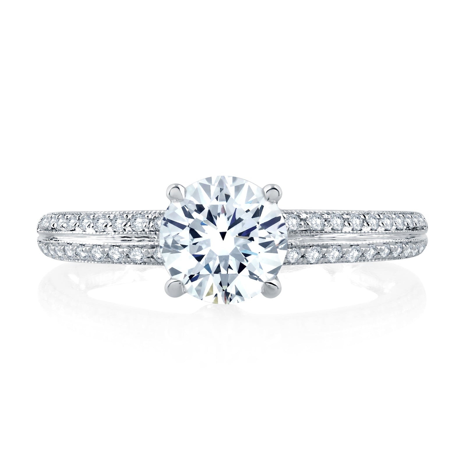 A.Jaffe Modern Vintage Two Row Diamond Quilted Engagement Ring ME2294Q/125