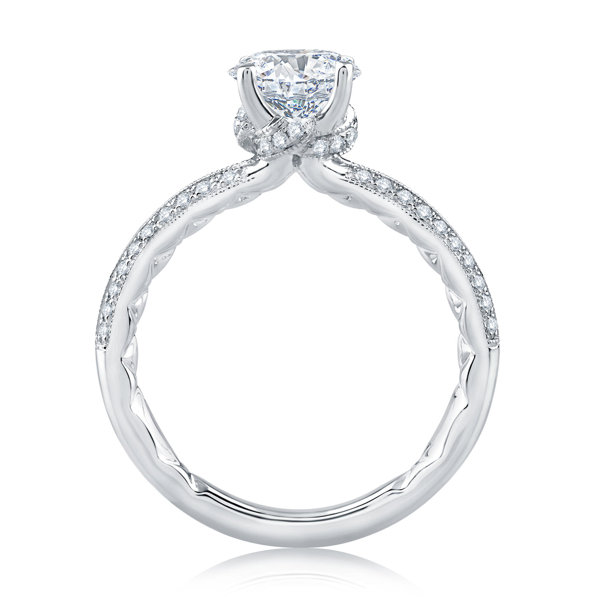 A.Jaffe Modern Vintage Two Row Diamond Quilted Engagement Ring ME2294Q/125