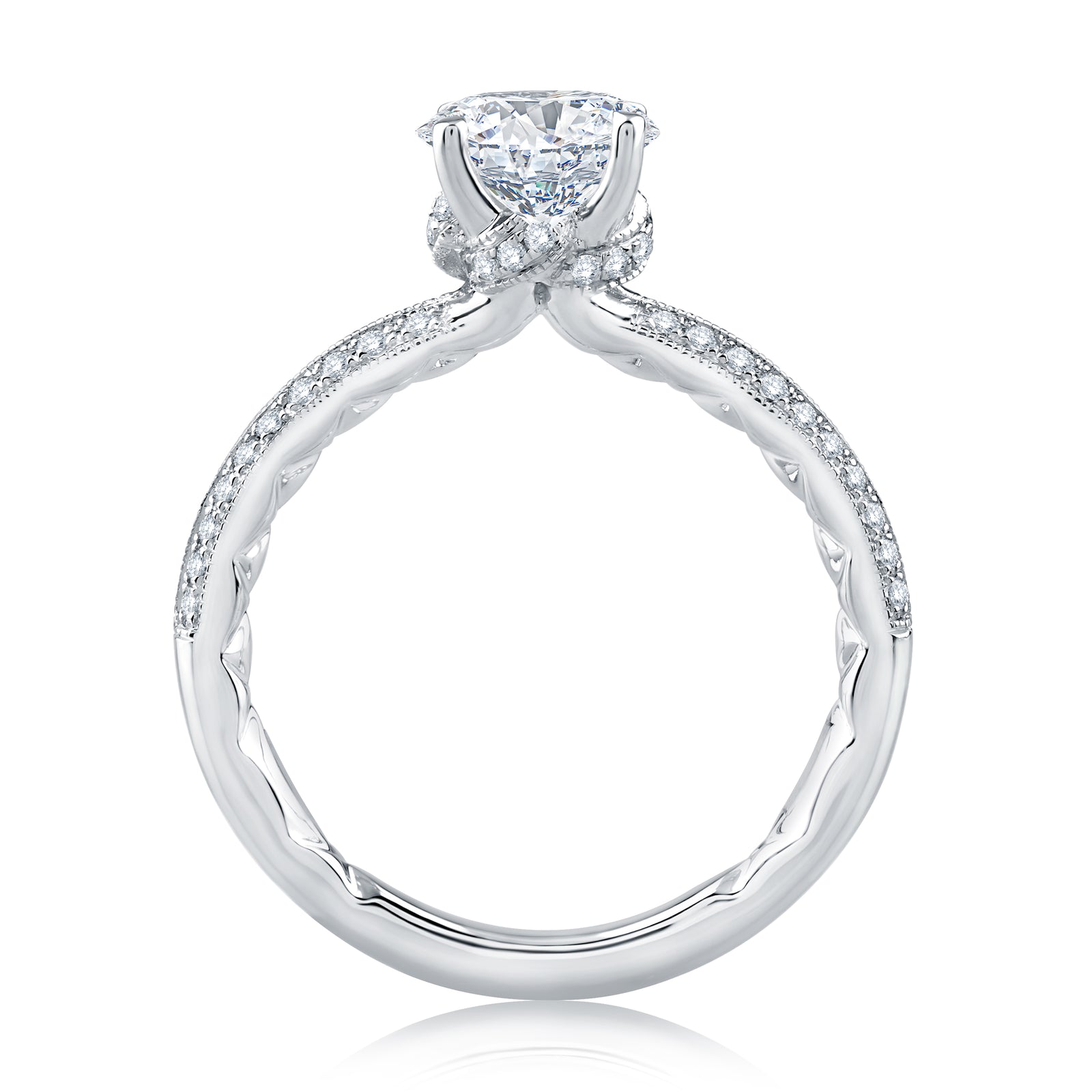 A.Jaffe Modern Vintage Two Row Diamond Quilted Engagement Ring ME2294Q/125