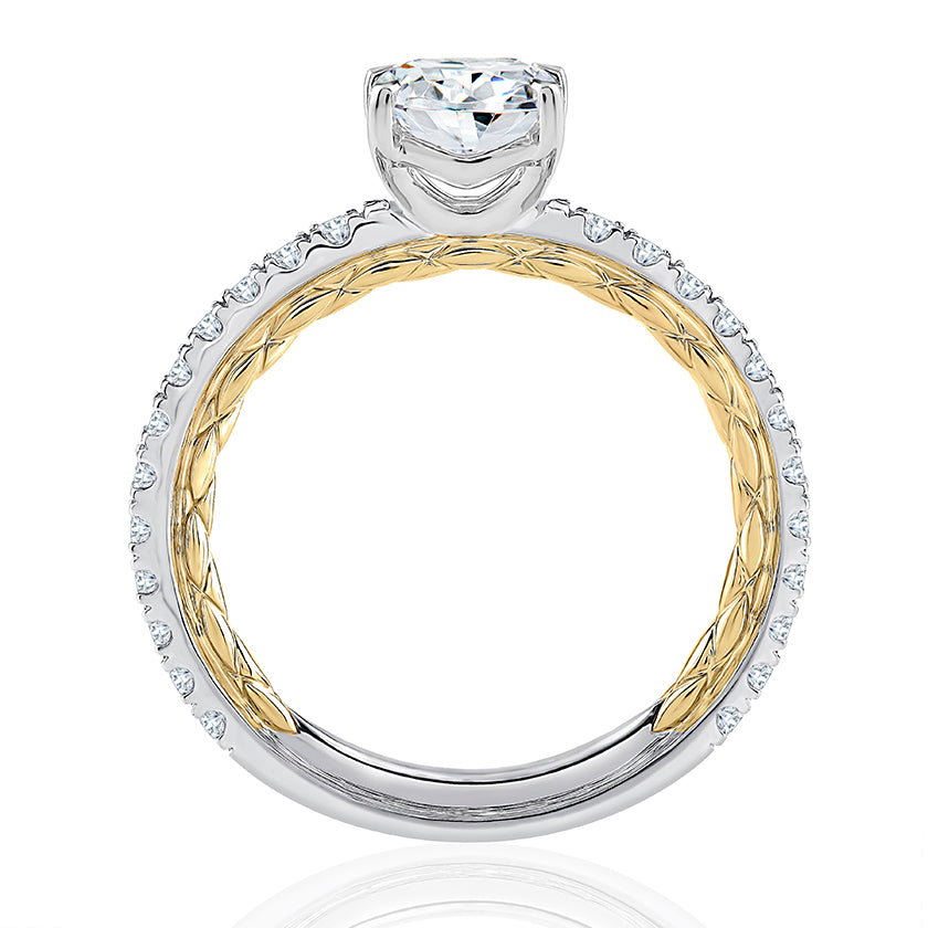 A.Jaffe Iconic Quilt Classic Two-Tone Oval Cut Diamond Engagement Ring MECOV2333Q/192