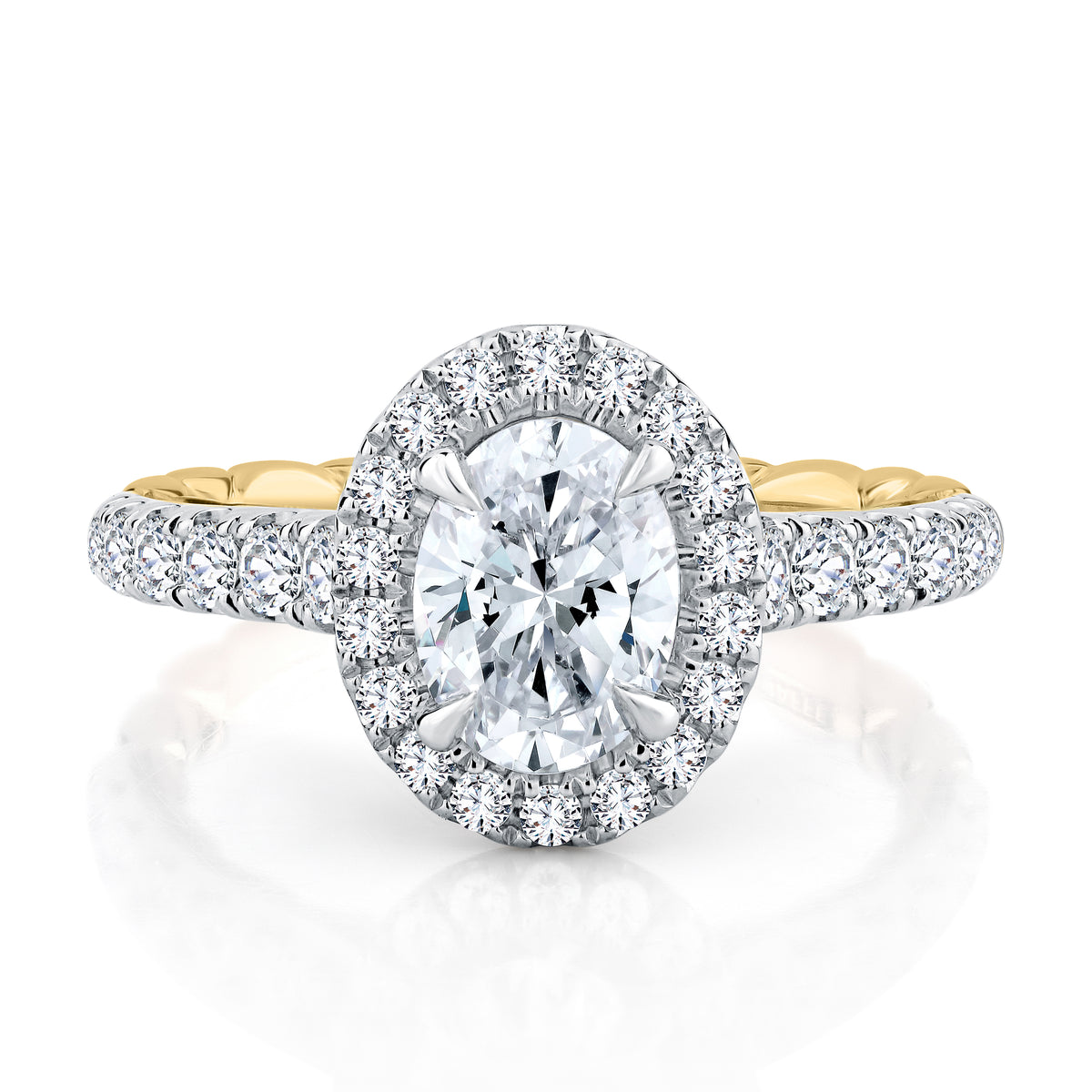 A.Jaffe Modern Royals Posh Halo Oval Diamond Quilted Engagement Ring MECOV2500Q/214