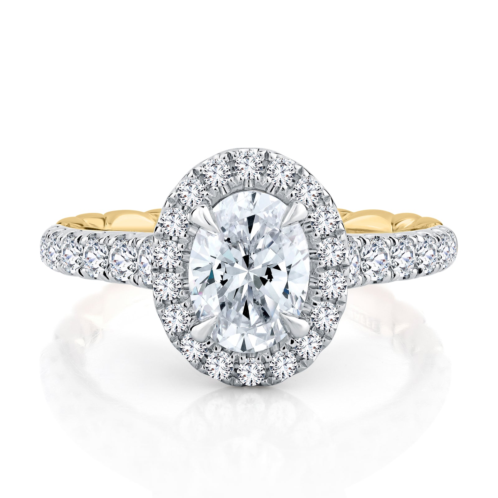A.Jaffe Modern Royals Posh Halo Oval Diamond Quilted Engagement Ring MECOV2500Q/214