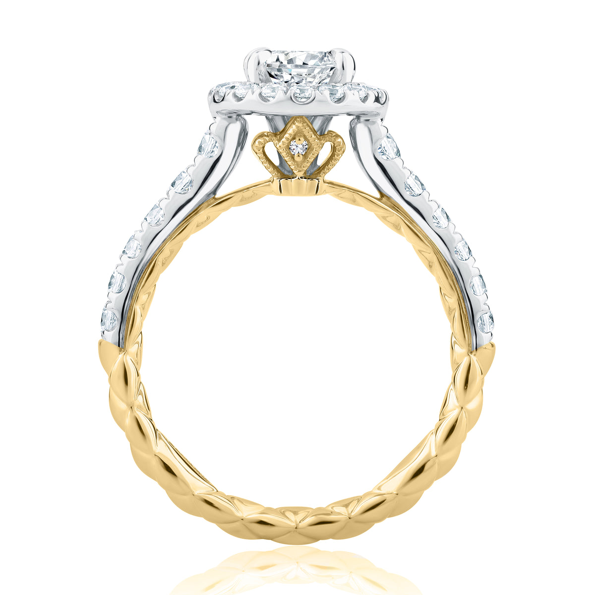 A.Jaffe Modern Royals Posh Halo Oval Diamond Quilted Engagement Ring MECOV2500Q/214