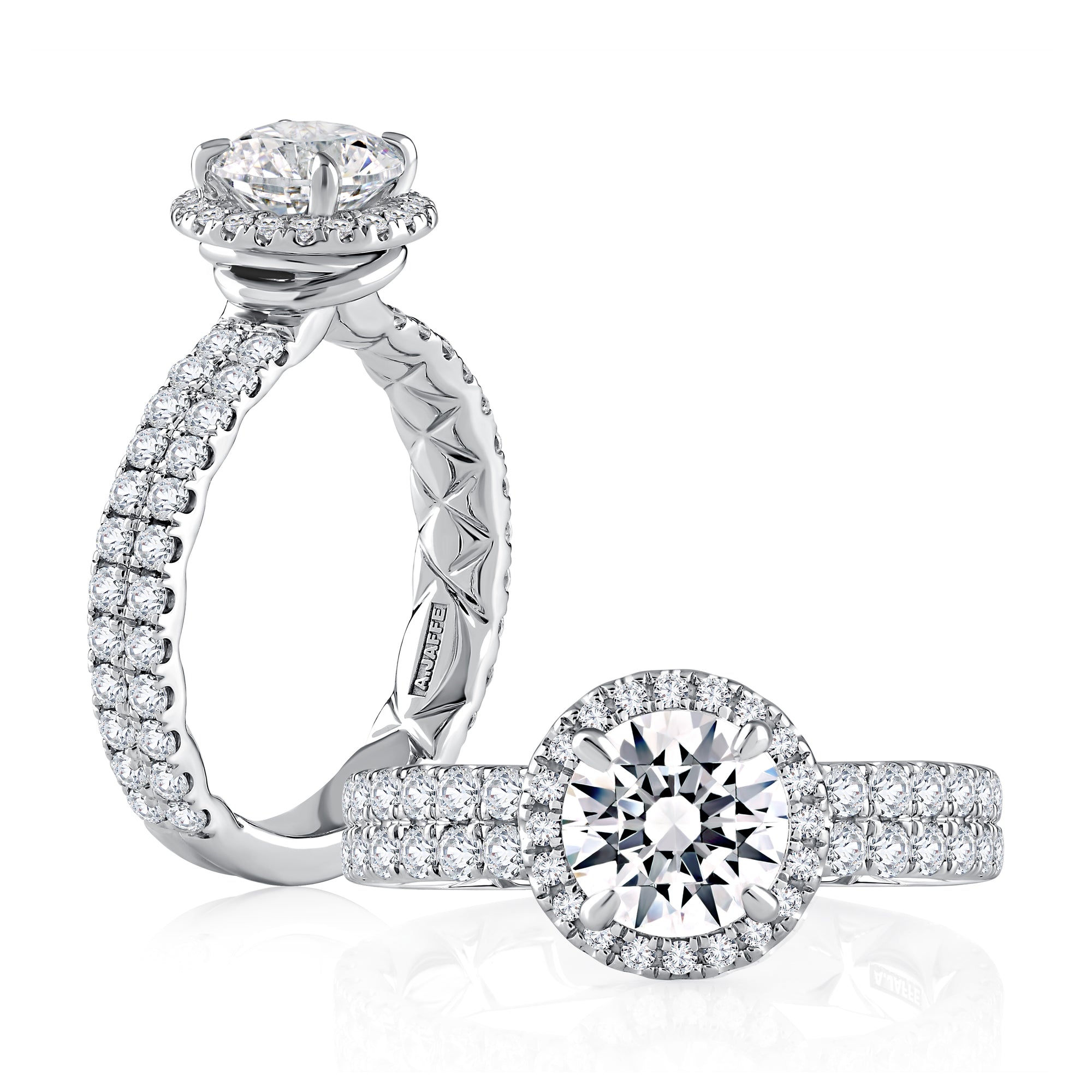 A.Jaffe Double Row with Round Halo Diamond Quilted Engagement Ring MECRD2385Q/181