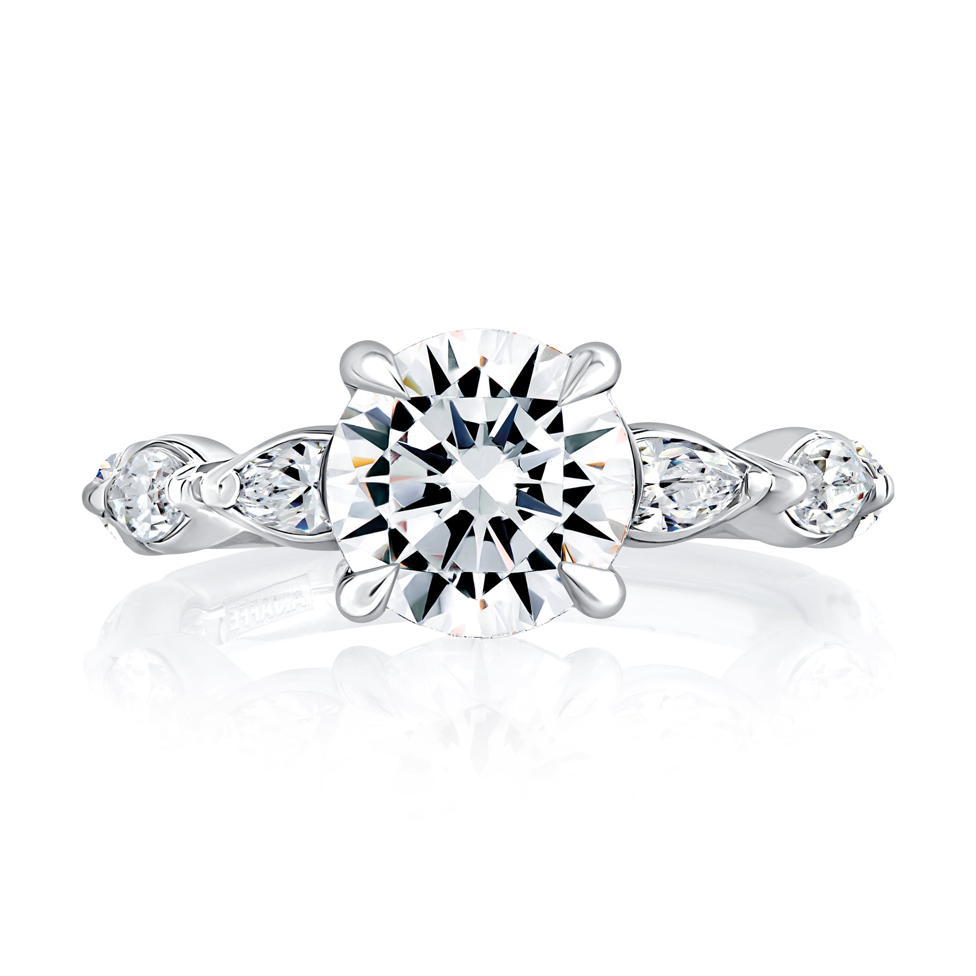 A.Jaffe Round Center with Marquise Diamond Accent Engagement Ring MECRD2785/290