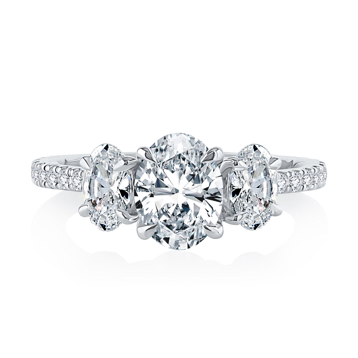 A.Jaffe Three Stone Oval Diamond Quilted Engagement Ring MECXOV2377Q/284