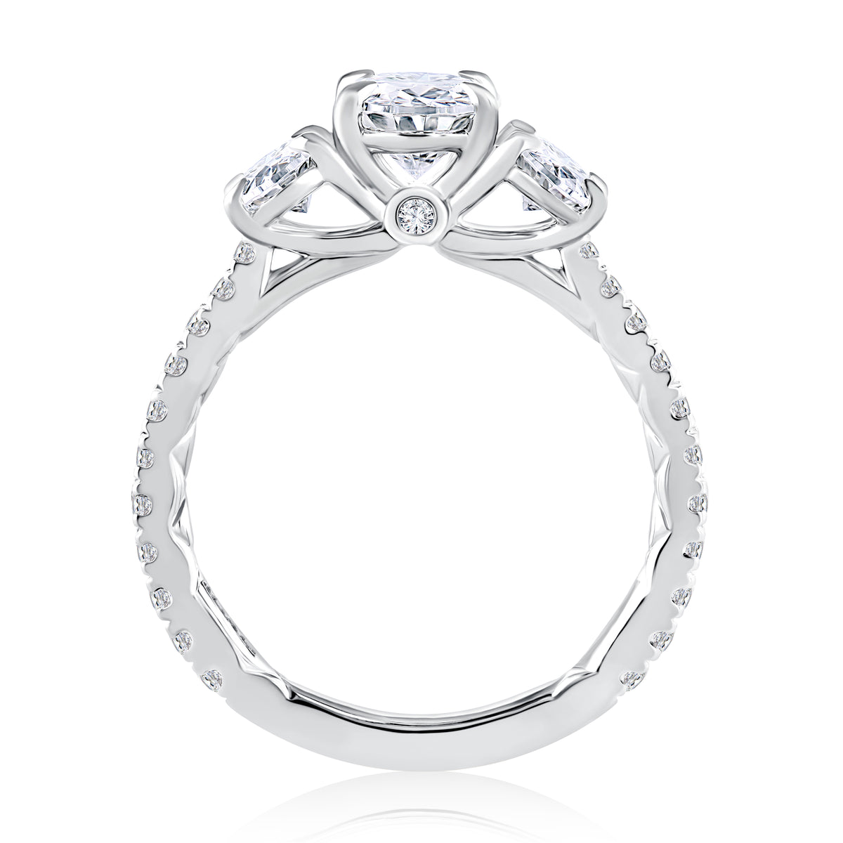 A.Jaffe Three Stone Oval Diamond Quilted Engagement Ring MECXOV2377Q/284