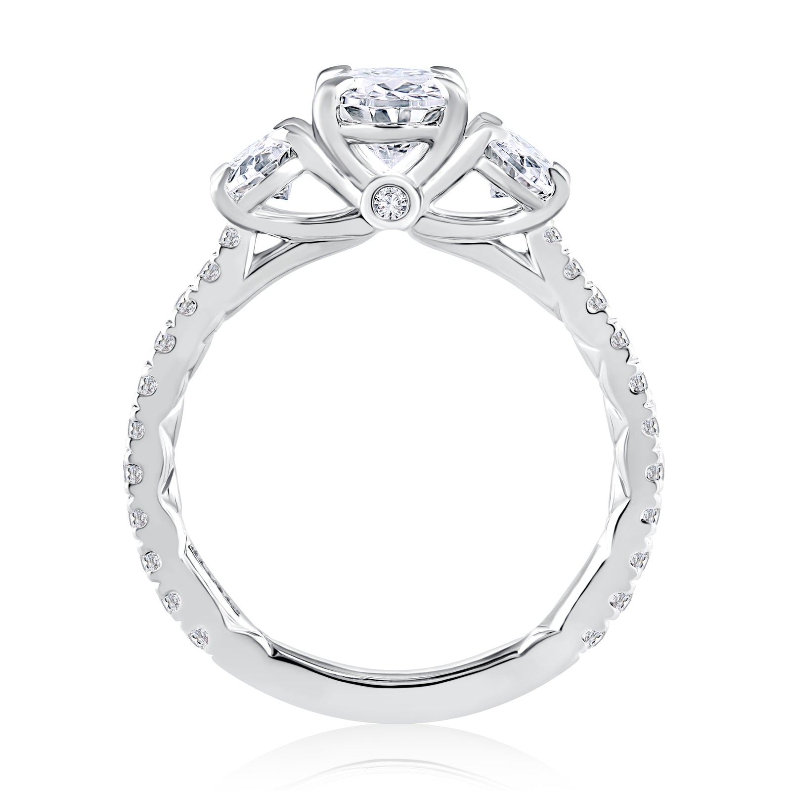 A.Jaffe Three Stone Oval Diamond Quilted Engagement Ring MECXOV2377Q/284