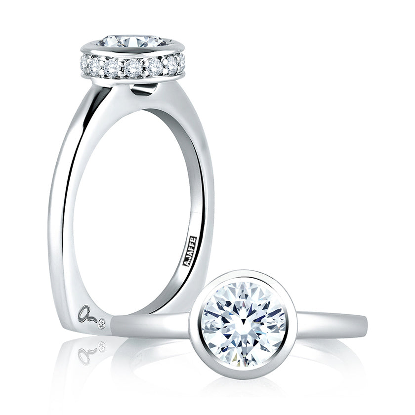 A.Jaffe Signature Peek-A-Boo Diamond Bezel Solitaire Engagement Ring MES057/121