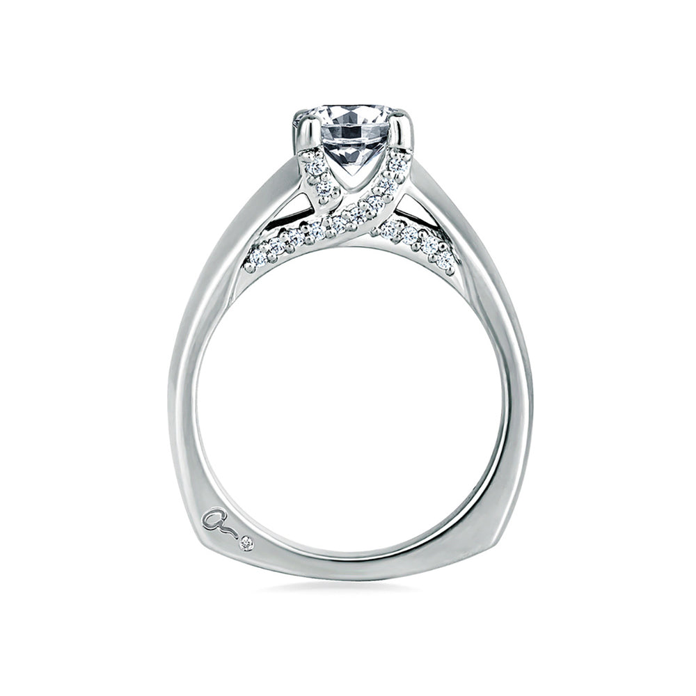 A.Jaffe Diamond Cross Over Profile Detail Solitaire Engagement Ring MES144/115