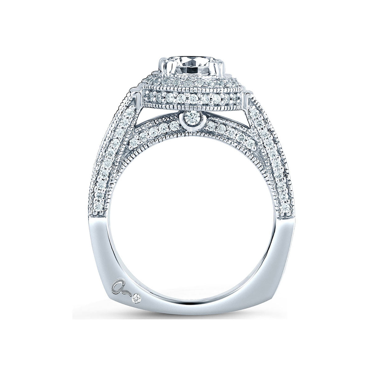 A.Jaffe Classic Pavé and Milgrain Detail with Diamond Halo Engagement Ring MES151/193