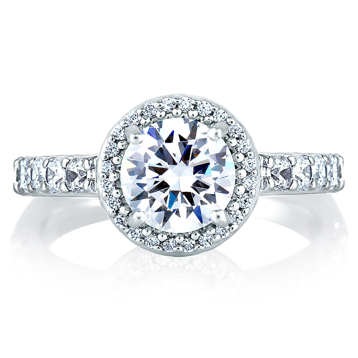 A.Jaffe Shared Prong Round Halo Diamond Engagement Ring MES168/62