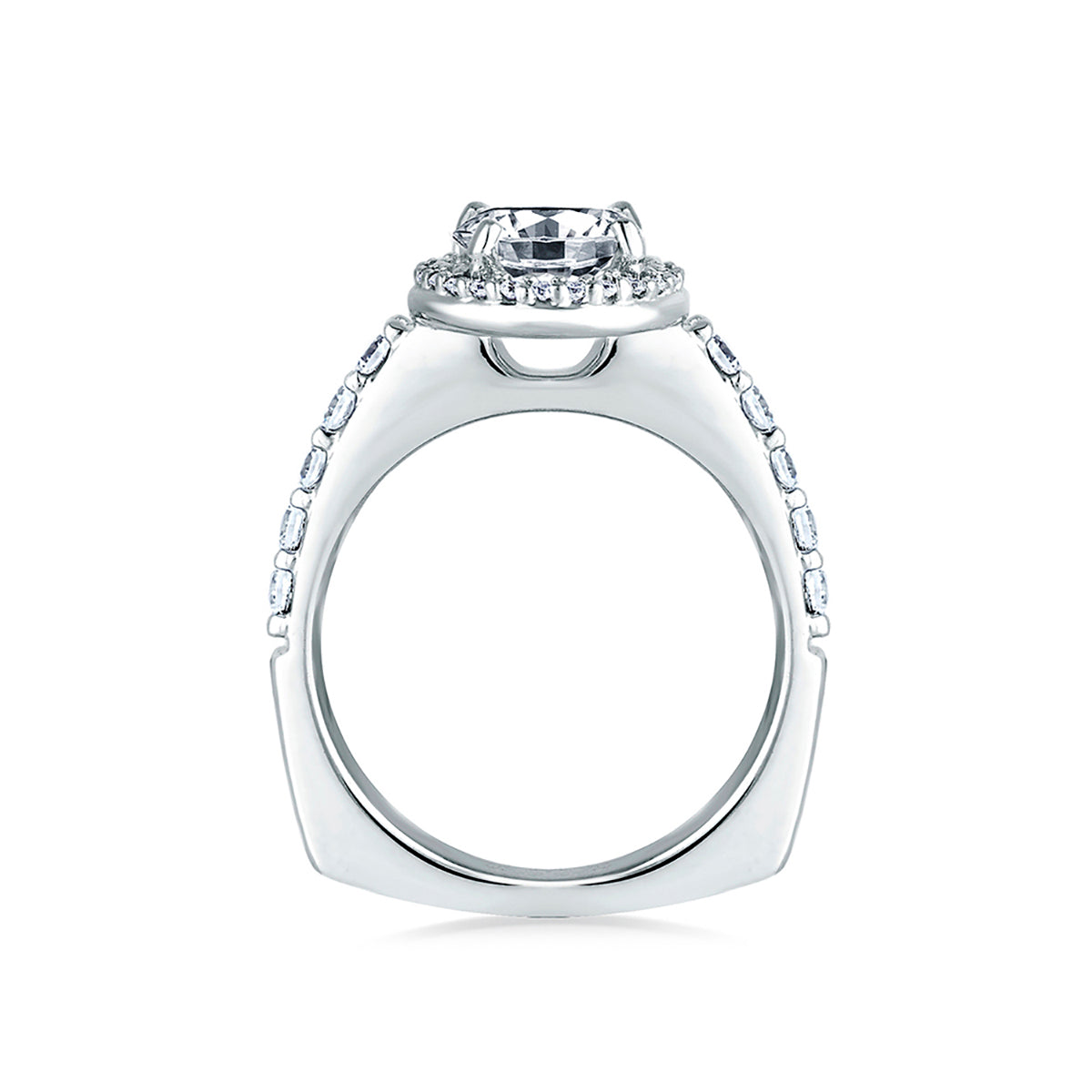 A.Jaffe Shared Prong Round Halo Diamond Engagement Ring MES168/62