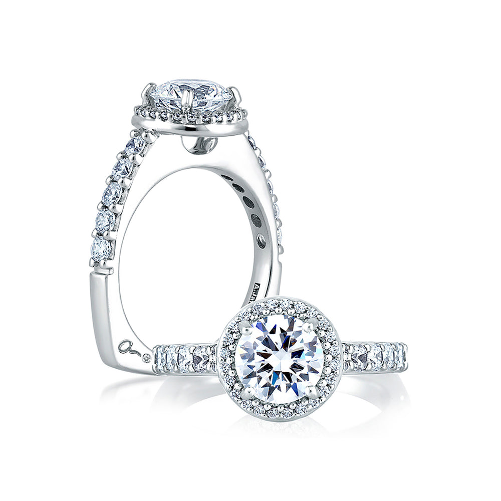 A.Jaffe Shared Prong Round Halo Diamond Engagement Ring MES168/62