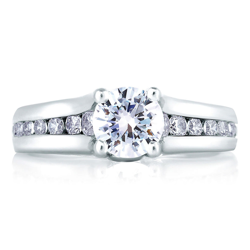 A.Jaffe Cathedral Channel Set with Diamond Bezel Profile Engagement Ring MES228/184