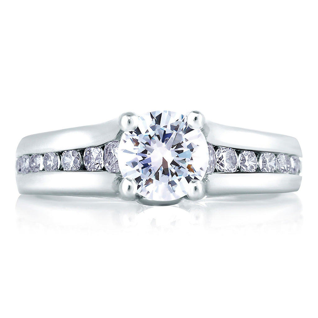 A.Jaffe Cathedral Channel Set Round Diamond Engagement Ring