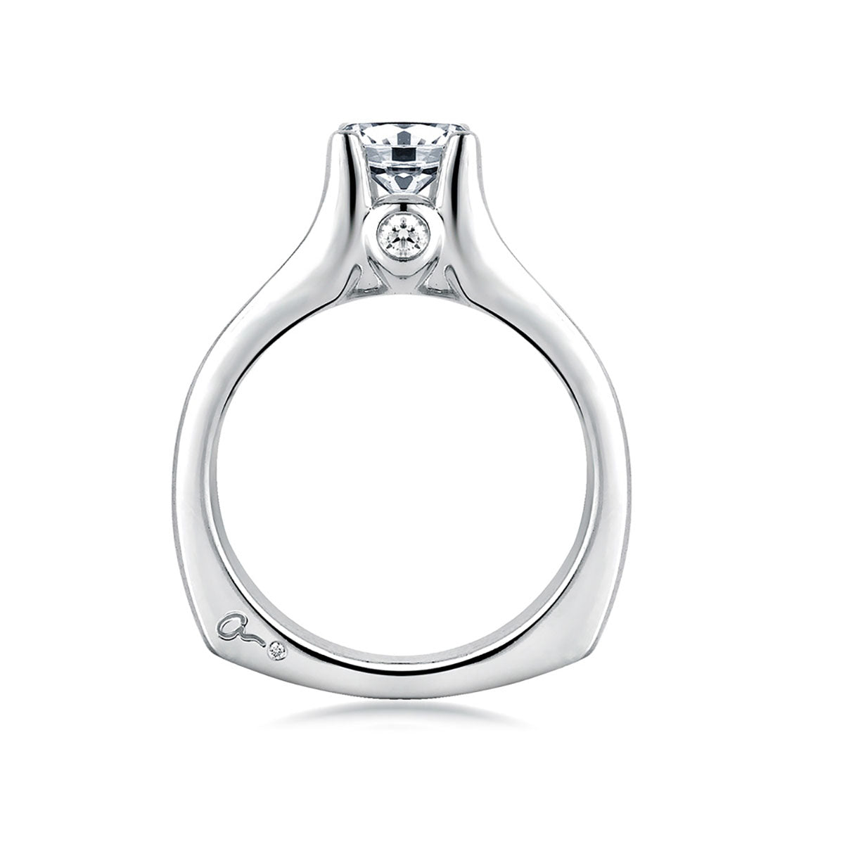 A.Jaffe Cathedral Channel Set with Diamond Bezel Profile Engagement Ring MES228/184