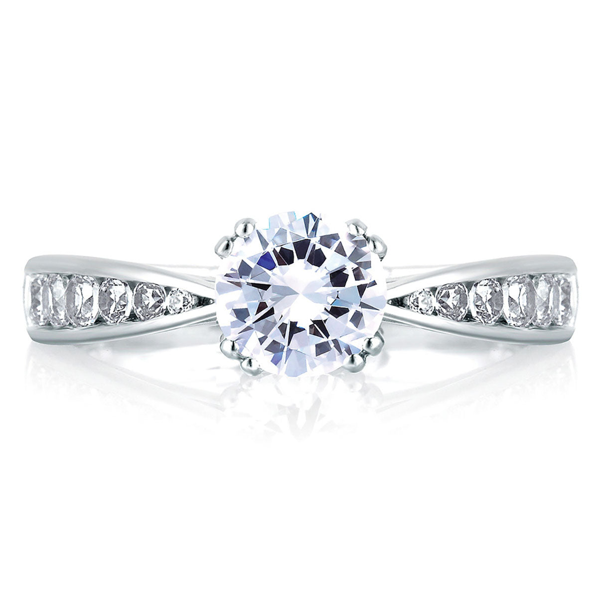 A.Jaffe Pinched Shank Cathedral Channel Diamond Engagement
