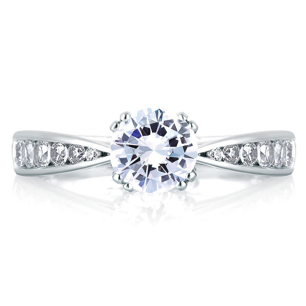 A.Jaffe Classic Pinched Shank Cathedral Channel Diamond Engagement Ring MES233/52