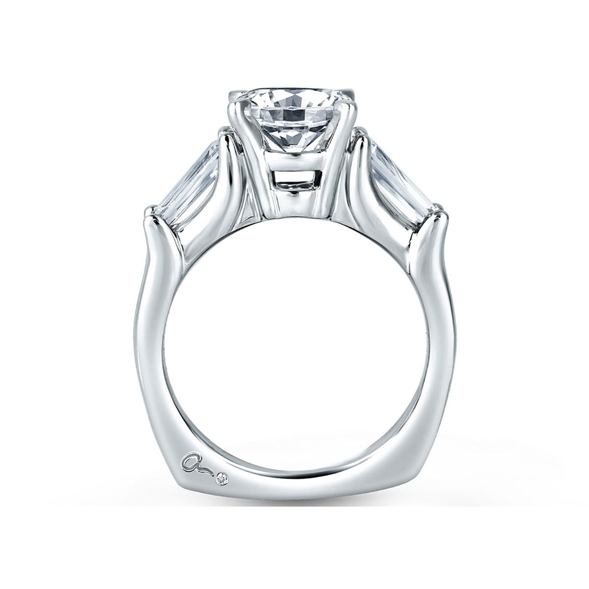 A.Jaffe Tapered Baguette Side Stone Diamond Engagement Ring MES263/115