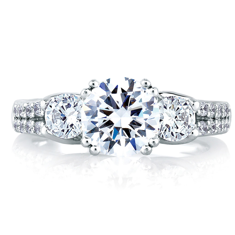 A.Jaffe Trellis Profile Three Stone Plus Diamond Engagement Ring MES278/236