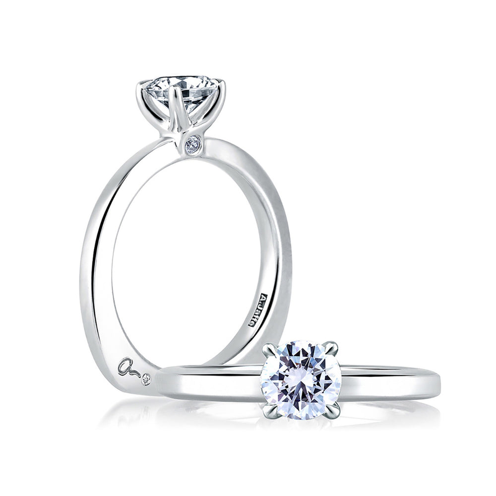 A.Jaffe Classic Solitaire with Diamond Profile Engagement Ring MES308/43