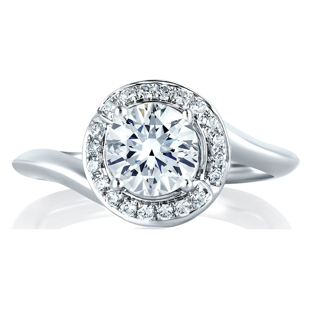 A.Jaffe Diamond Swirl Halo Solitaire Engagement Ring MES374/63