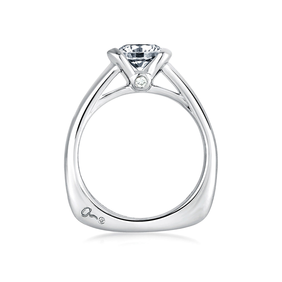 A.Jaffe Classic Half Bezel with Profile Diamond Solitaire Ring MES399/77