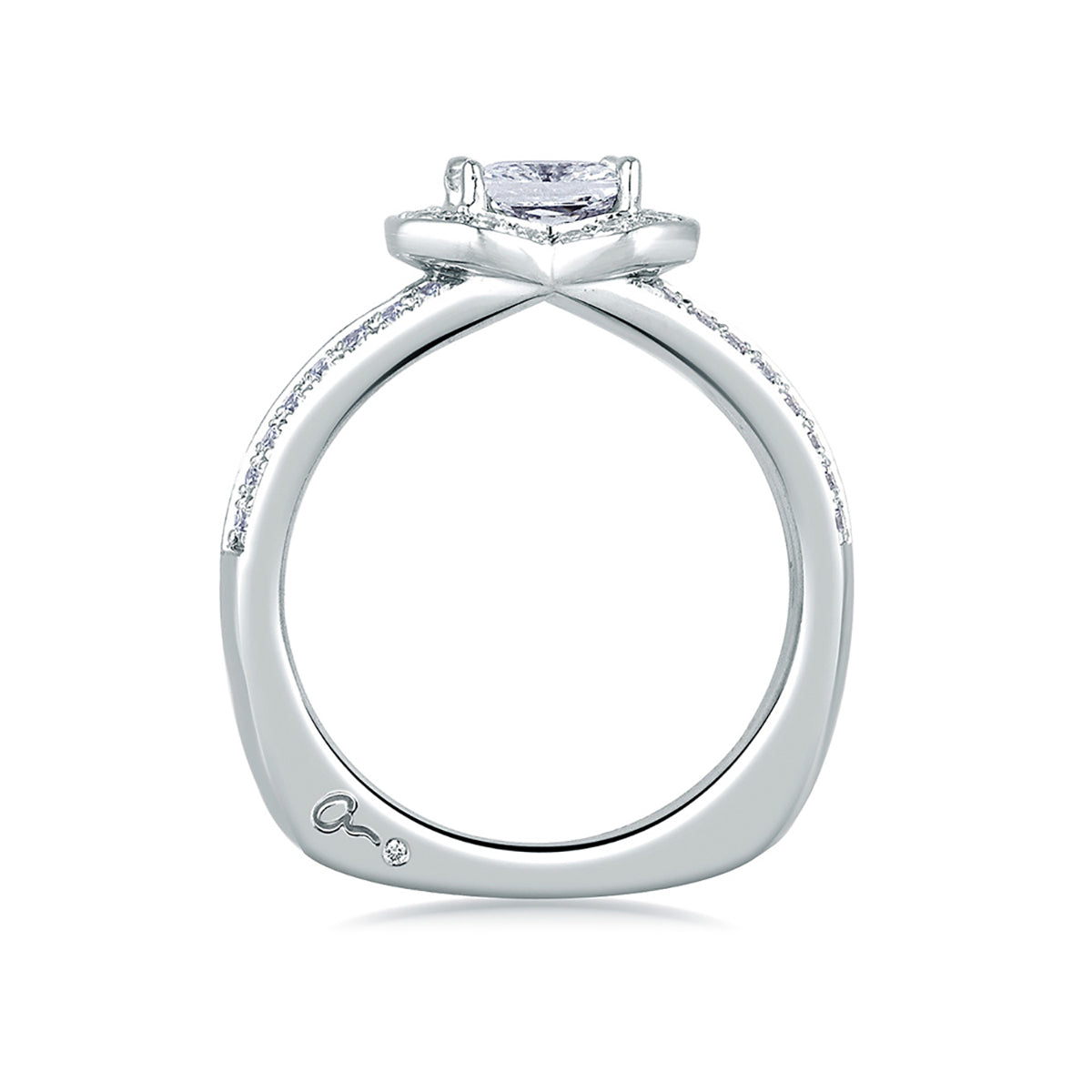 A.Jaffe Designer Split Shank Princess Halo Diamond Engagement Ring MES412/117